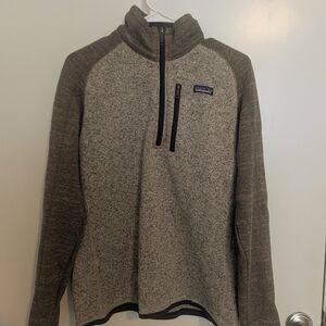 Patagonia Better Sweater, 1/4 Zip, Bleached Stone w/ Pale Khaki